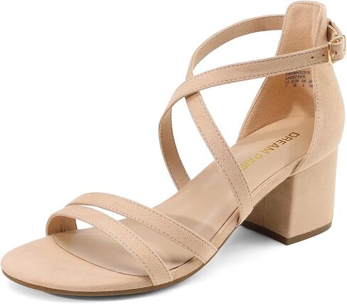 DREAM PAIRS Women's Ankle Strap Low Chunky Heels Open Toe Blocked Strappy Sandals Dress Shoes for Wedding Bridal Party in Saudi Arabia