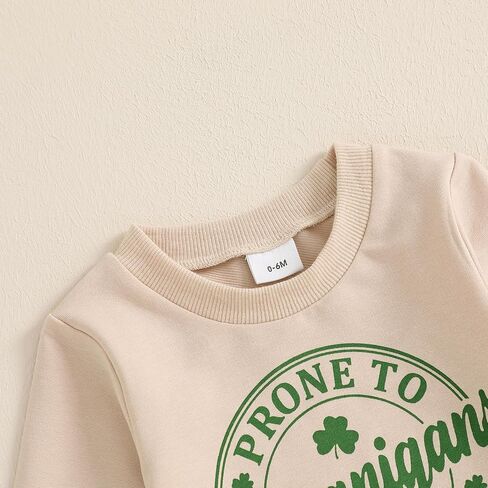 St Patricks Day Baby Boy Outfit Clover Letters Print Sweatshirt Sweatshens Pants Pants Toddler 2PCS SPRING COLLESS in Kuwait