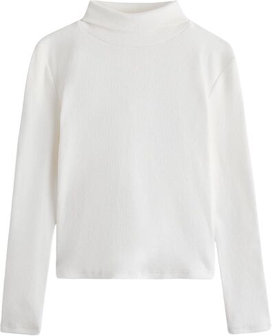 Milumia Girl's Casual Rib Knit Turtle Neck Tee Long Sleeve Fitted T Shirts Tops in Saudi Arabia