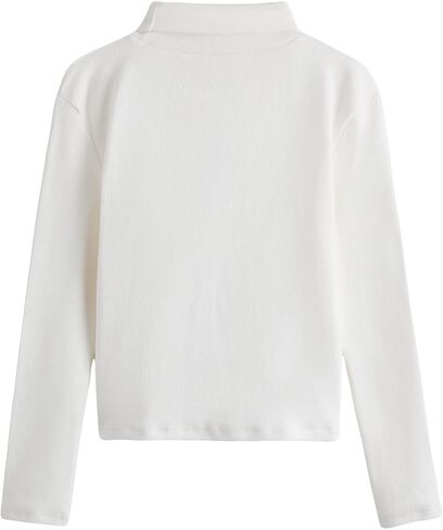 Milumia Girl's Casual Rib Knit Turtle Neck Tee Long Sleeve Fitted T Shirts Tops in Saudi Arabia