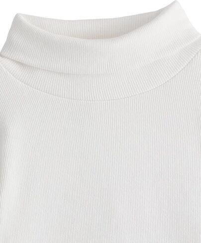 Milumia Girl's Casual Rib Knit Turtle Neck Tee Long Sleeve Fitted T Shirts Tops in Saudi Arabia