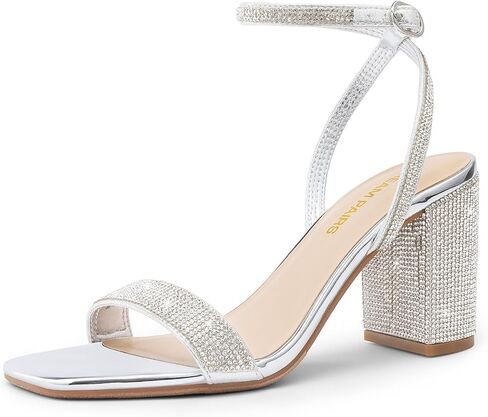DREAM PAIRS Women's Chunky Heels Square Open Toe Ankle Buckle Strappy Block Heeled Sandals for Party Wedding Daily in Kuwait