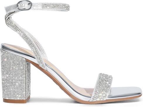 DREAM PAIRS Women's Chunky Heels Square Open Toe Ankle Buckle Strappy Block Heeled Sandals for Party Wedding Daily in Kuwait
