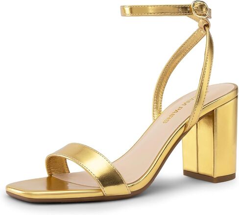 DREAM PAIRS Women's Chunky Heels Square Open Toe Ankle Buckle Strappy Block Heeled Sandals for Party Wedding Daily in Kuwait