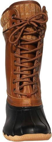 Women's Waterproof Duck Boots Rubber Two Tone Mix Media Skimmers Winter Rain Snow Mid Calf Boots in Saudi Arabia