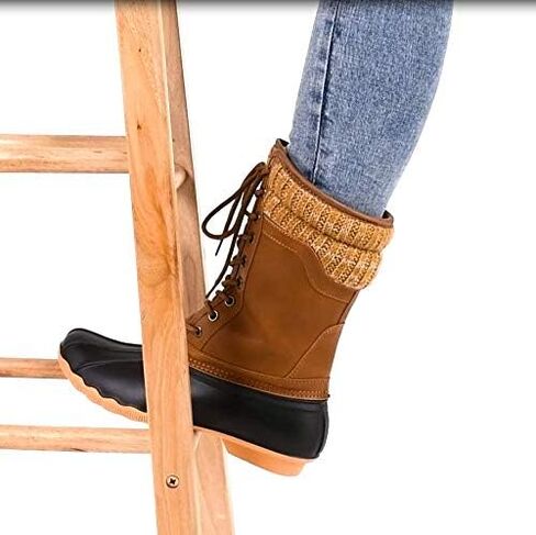 Women's Waterproof Duck Boots Rubber Two Tone Mix Media Skimmers Winter Rain Snow Mid Calf Boots in Saudi Arabia