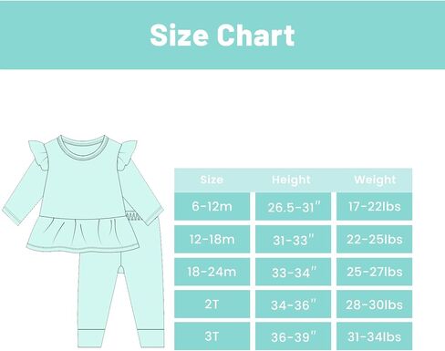 Baby Girl Clothes Set-Viscose Made from Bamboo, Ruffle Long Sleeve Shirt with Pant Clothing Toddler Girls Outfits in Kuwait