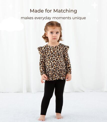 Baby Girl Clothes Set-Viscose Made from Bamboo, Ruffle Long Sleeve Shirt with Pant Clothing Toddler Girls Outfits in Kuwait