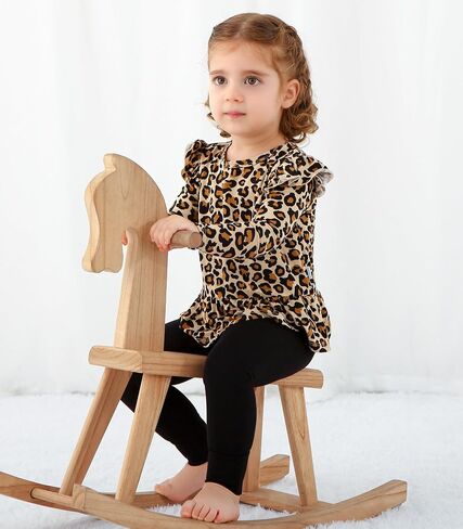 Baby Girl Clothes Set-Viscose Made from Bamboo, Ruffle Long Sleeve Shirt with Pant Clothing Toddler Girls Outfits in Kuwait