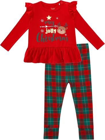 Baby Girl Clothes Set-Viscose Made from Bamboo, Ruffle Long Sleeve Shirt with Pant Clothing Toddler Girls Outfits in Kuwait