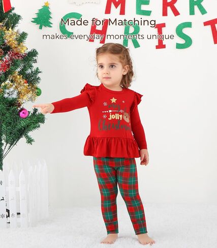 Baby Girl Clothes Set-Viscose Made from Bamboo, Ruffle Long Sleeve Shirt with Pant Clothing Toddler Girls Outfits in Kuwait