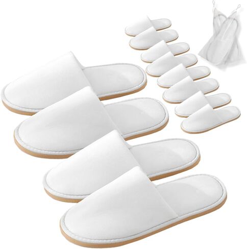 GONG GONG 6 Pairs Non Slip Disposable Slippers, Washable & Reusable, Closed Toe Crystal Velvet Slipper for Guest, Bathroom, House, Hotel, Party, SPA, Wedding in Saudi Arabia