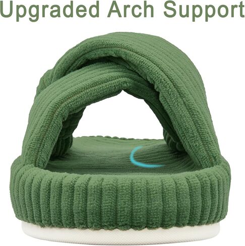 Women's House Slippers Corduroy Indoor Slippers Memory Foam Bedroom Open Toe Slippers Cross Band House Shoes in Saudi Arabia