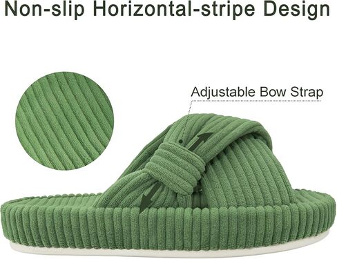 Women's House Slippers Corduroy Indoor Slippers Memory Foam Bedroom Open Toe Slippers Cross Band House Shoes in Saudi Arabia