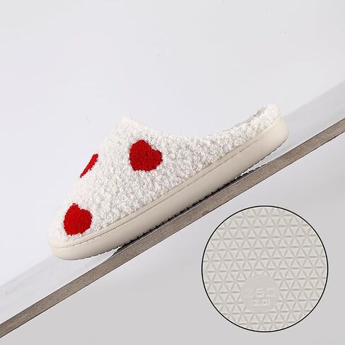 Valentine's Day Slippers Fuzzy Love Heart Slippers for Womens Mens Winter Plush Warm Cozy House Slippers in Saudi Arabia
