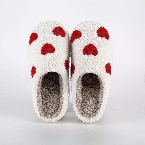 Valentine's Day Slippers Fuzzy Love Heart Slippers for Womens Mens Winter Plush Warm Cozy House Slippers in Saudi Arabia