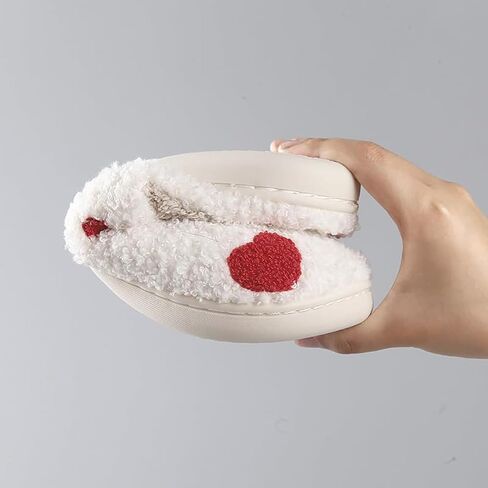 Valentine's Day Slippers Fuzzy Love Heart Slippers for Womens Mens Winter Plush Warm Cozy House Slippers in Saudi Arabia