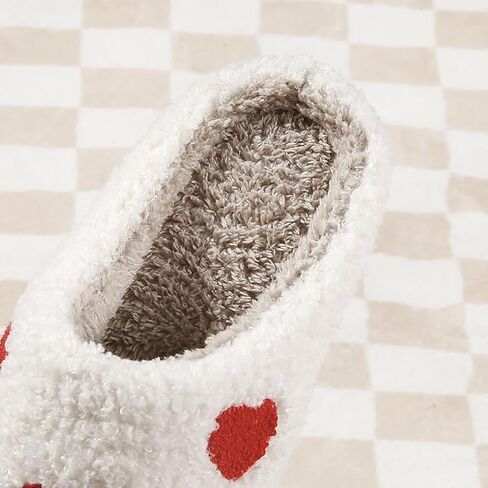 Valentine's Day Slippers Fuzzy Love Heart Slippers for Womens Mens Winter Plush Warm Cozy House Slippers in Saudi Arabia