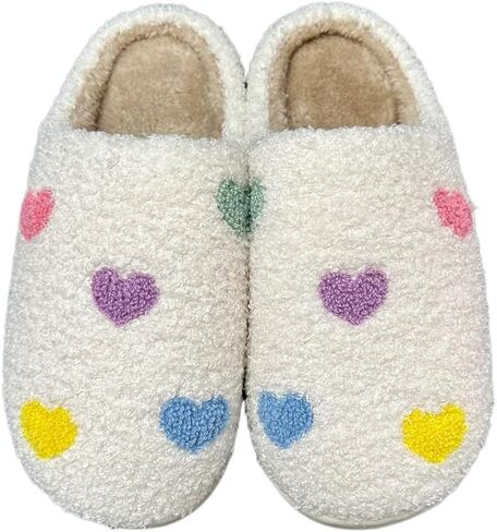 Valentine's Day Slippers Fuzzy Love Heart Slippers for Womens Mens Winter Plush Warm Cozy House Slippers in Saudi Arabia