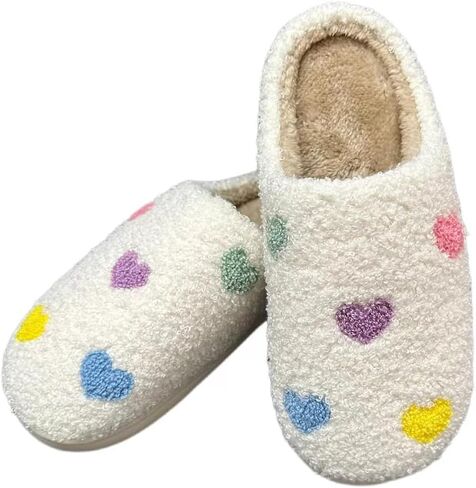 Valentine's Day Slippers Fuzzy Love Heart Slippers for Womens Mens Winter Plush Warm Cozy House Slippers in Saudi Arabia