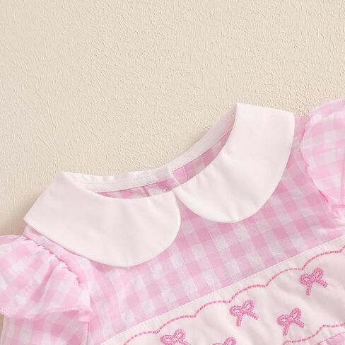 Adobabirl Infant Baby Girl Outfit Newborn Bow Bubble Romper Long Sleeve Embroidery Jumpsuit Cute Smocked Clothes in Saudi Arabia