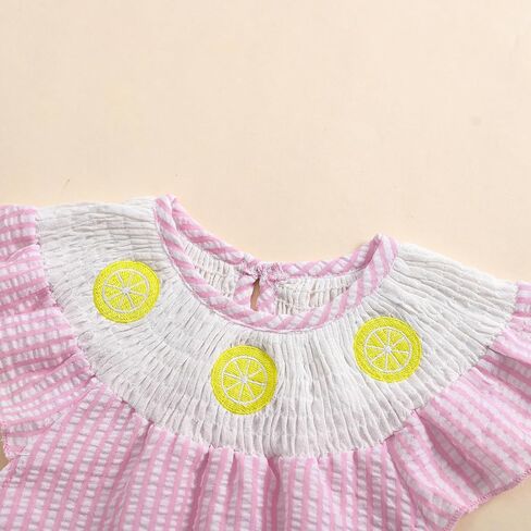 Kayotuas Newborn Baby Girls Smocked Bubble Romper Cute Embroidery Ruffle Gingham Bodysuit Dress Infant Toddler Summer Clothes in Saudi Arabia