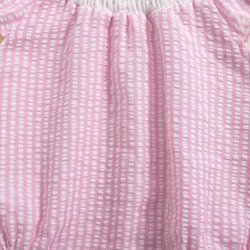 Kayotuas Newborn Baby Girls Smocked Bubble Romper Cute Embroidery Ruffle Gingham Bodysuit Dress Infant Toddler Summer Clothes in Saudi Arabia