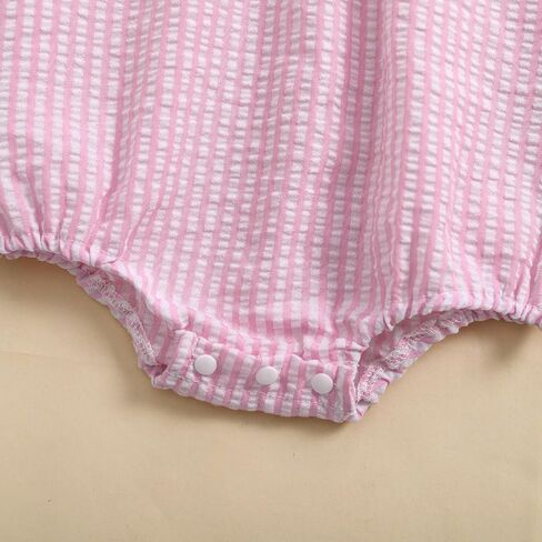 Kayotuas Newborn Baby Girls Smocked Bubble Romper Cute Embroidery Ruffle Gingham Bodysuit Dress Infant Toddler Summer Clothes in Saudi Arabia