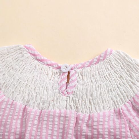 Kayotuas Newborn Baby Girls Smocked Bubble Romper Cute Embroidery Ruffle Gingham Bodysuit Dress Infant Toddler Summer Clothes in Saudi Arabia