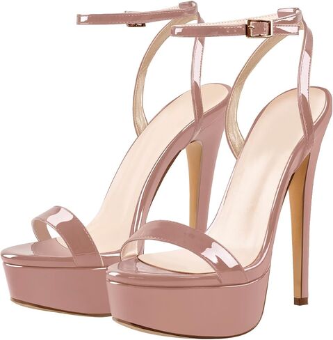 منصة Stiletto High Cheels للنساء ، جولة مفتوحة إصبع القدم في الكاحل الصنادل المثيرة الكعب لفستان حفل الزفاف in Kuwait