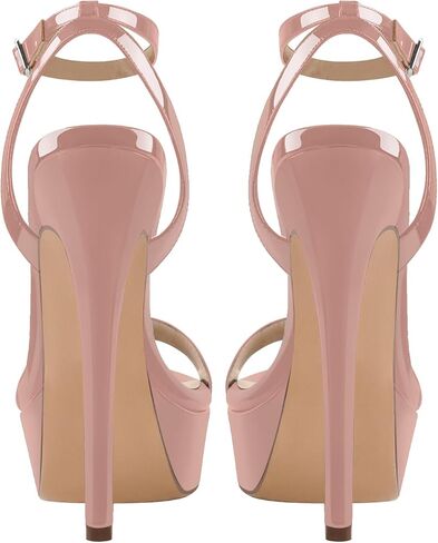 منصة Stiletto High Cheels للنساء ، جولة مفتوحة إصبع القدم في الكاحل الصنادل المثيرة الكعب لفستان حفل الزفاف in Kuwait