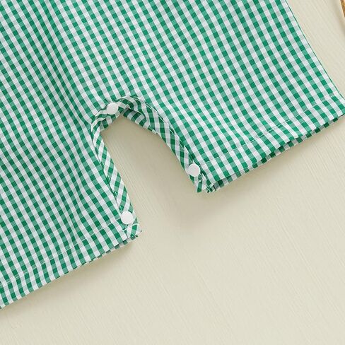 Baby Boy Girl Mardi Gras Outfit Plaid Puppy Sleeveless Jumpsuit Romper Infant Girl Bodysuit Summer Baby Clothes Unisex in Saudi Arabia