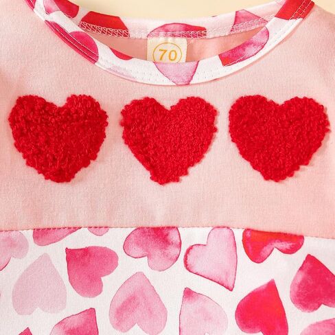 Goodplayer Baby Girl Valentines Day Clothes Newborn Girl Heart Embroidered Jumpsuit My First Valentine's Day Romper Outfit in Saudi Arabia