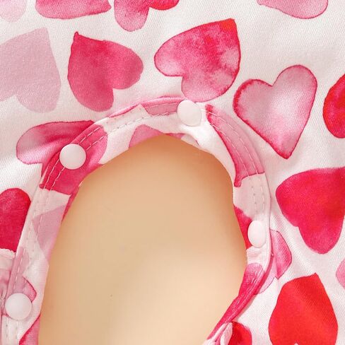 Goodplayer Baby Girl Valentines Day Clothes Newborn Girl Heart Embroidered Jumpsuit My First Valentine's Day Romper Outfit in Saudi Arabia