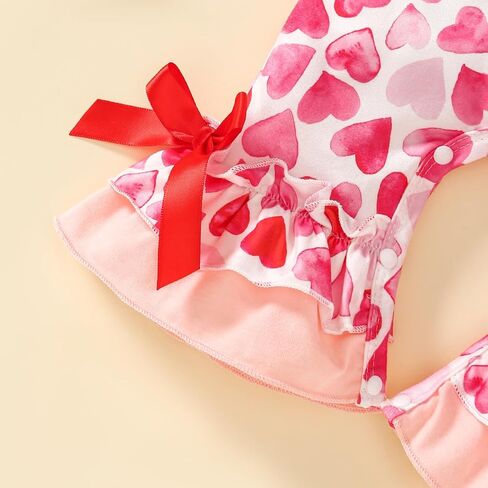 Goodplayer Baby Girl Valentines Day Clothes Newborn Girl Heart Embroidered Jumpsuit My First Valentine's Day Romper Outfit in Saudi Arabia