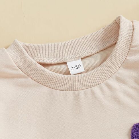 Infant Baby Girl Boy Mardi Gras Outfit Letter Embroidered Long Sleeve Bubble Romper Sweatshirt Fall Clothes in Kuwait