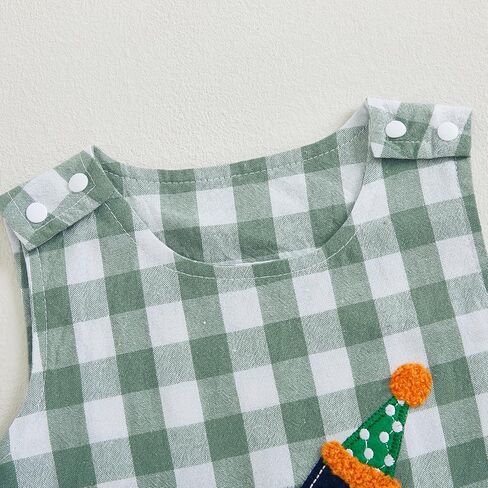Lamuusaa Toddler طفلة طفلة بوي عيد ميلاد الزي الأول تطريز رومبير بلا أكمام منقوشة/ملابس صيف in Kuwait