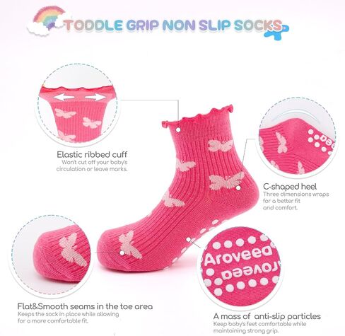 Baby Toddle Socks Grip Non Slip Boys Girls Cotton 12 Pack for 6-12 Months Kids Ankle Cute Socks 6M-7Years in Saudi Arabia