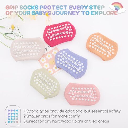 Baby Toddle Socks Grip Non Slip Boys Girls Cotton 12 Pack for 6-12 Months Kids Ankle Cute Socks 6M-7Years in Saudi Arabia