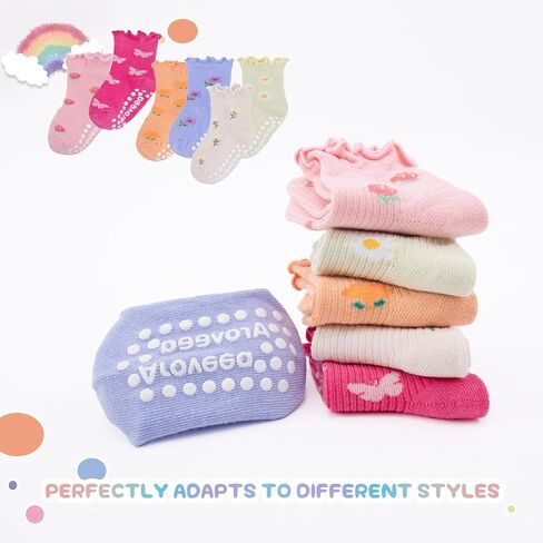Baby Toddle Socks Grip Non Slip Boys Girls Cotton 12 Pack for 6-12 Months Kids Ankle Cute Socks 6M-7Years in Saudi Arabia