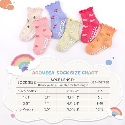 Baby Toddle Socks Grip Non Slip Boys Girls Cotton 12 Pack for 6-12 Months Kids Ankle Cute Socks 6M-7Years in Saudi Arabia