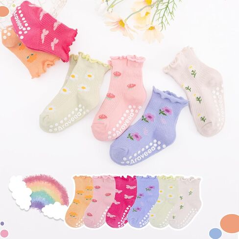Baby Toddle Socks Grip Non Slip Boys Girls Cotton 12 Pack for 6-12 Months Kids Ankle Cute Socks 6M-7Years in Saudi Arabia
