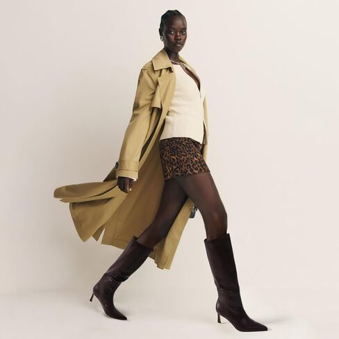 Uacllcau Knee High Boots for Women Pointed Toe Kitten Heel Tall Boots Womens Fashion Slip On Wide Calf Boots Heel Dress Stiletto Long Boots in Kuwait