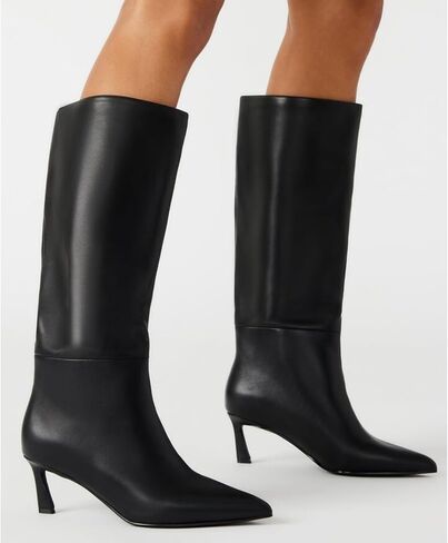 Uacllcau Knee High Boots for Women Pointed Toe Kitten Heel Tall Boots Womens Fashion Slip On Wide Calf Boots Heel Dress Stiletto Long Boots in Kuwait