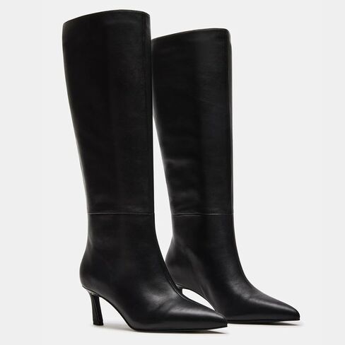 Uacllcau Knee High Boots for Women Pointed Toe Kitten Heel Tall Boots Womens Fashion Slip On Wide Calf Boots Heel Dress Stiletto Long Boots in Kuwait