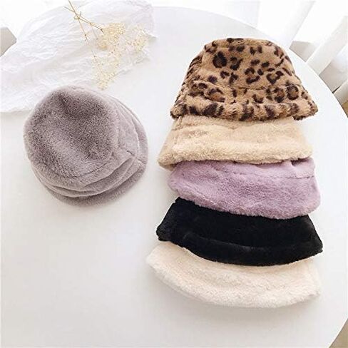 Faux Rabbit Fur Winter Bucket Hat for Kids Girls Boys Cap Children Plush Warm Baby Hat Kids Accessories 2-7Y in Saudi Arabia