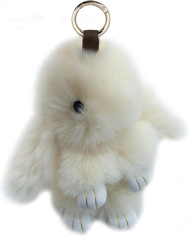 Unpafcxddyig Bunny Keychain Cute Rex Rabbit Faux Fur Keychain Car Handbag Keyring in Kuwait