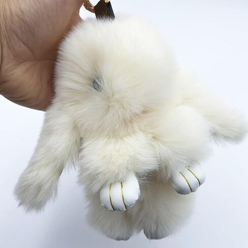 Unpafcxddyig Bunny Keychain Cute Rex Rabbit Faux Fur Keychain Car Handbag Keyring in Kuwait