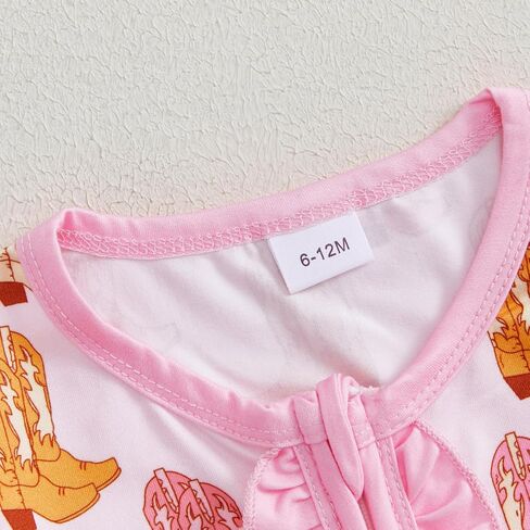Newborn Baby Girl Western Clothes Cowgirl Boots Footie Romper Ruffle Long Sleeve Zipper Jumpsuit Coming Home Outfit in Saudi Arabia