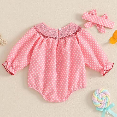 Valentines Day Newborn Infant Baby Girl Romper Bow Toddler Girls Jumpsuit Long Bell Sleeve Top Spring Clothes in Saudi Arabia